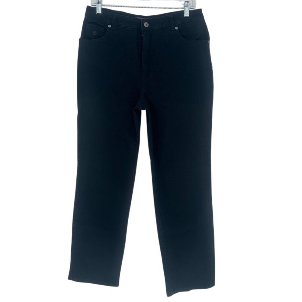 Gloria Vanderbilt Amanda Black Stretch Jeans Straight Leg Size 10